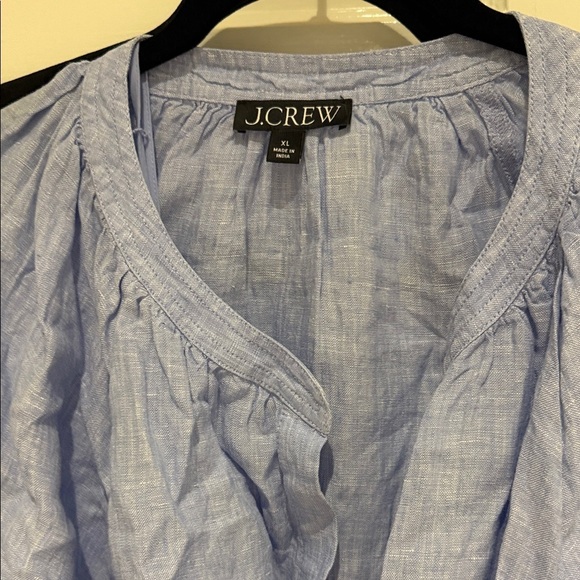 J Crew Sold Out Cabana Linen Dress Elegant Blue Full Slip Pockets XL - Picture 3 of 11